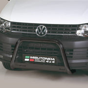 Volkswagen vehicle front with a black bumper guard featuring 'Mibutonida 4x4' branding.
